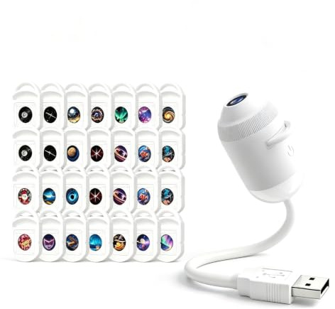 Projecteur Veilleuse Holographique 5D HD 2-en-1, Projecteur Galaxie Plafond USB, Plug-and-Play HD Star Projector, Projecteurs Galaxie - Lampe Étoile Céleste USB (24 Films)