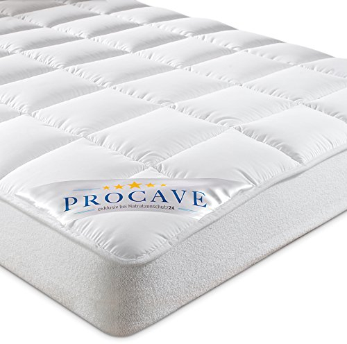 PROCAVE Micro-Comfort Matratzen-Bett-Schoner weiß 120x200 cm mit Spannumrandung | Höhe bis 30cm | Auch für Boxspring-Betten und Wasser-Betten geeignet | Microfaser | 100% Polyester | Matratzen-Auflage