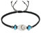 LES POULETTES BIJOUX - Bracelet Lien Tréssé Pavés de Larimar et Oeil de Ste Lucie - Noir