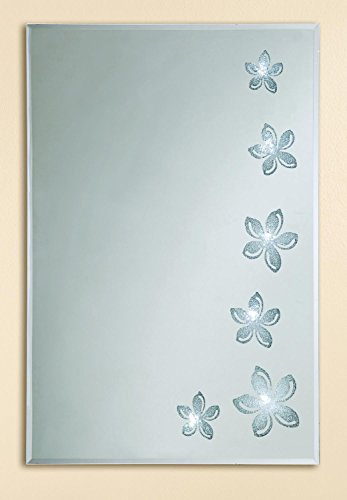 GILDE Handwerk Spiegel Glas LED Flowers Blume Facettenschliff Wandspiegel Kosmetikspiegel Garderobenspiegel 38652 Wanddeko Wanbild
