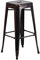 Flash Furniture Lily Barhocker, kommerzielle Qualität, 76,2 cm hoch, rückenfrei, schwarz-antik-Gold, Metall, für drinnen und draußen, mit quadratischem Sitz, 4 Stück
