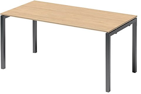 BISLEY Cito Schreibtisch, 740 mm höhenfixes U-Gestell, Metall, Mp334 Dekor Ahorn, Gestell Anthrazitgrau, 80 x 160 x 74 cm