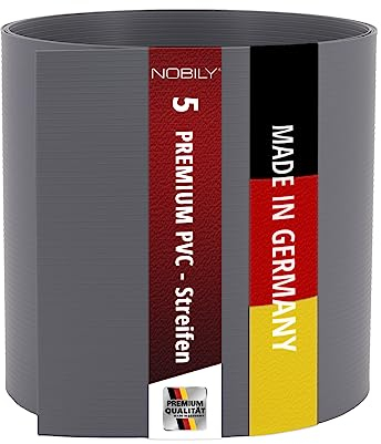 Premium Zaunsichtschutz HART-PVC / 5 x Streifen 2,525 m/Höhe 19 cm Fenstergrau - Zaun Sichtschutzstreifen Fachhandelsware für Doppelstabmattenzaun Zaun Sichtschutz grau- keine Folie