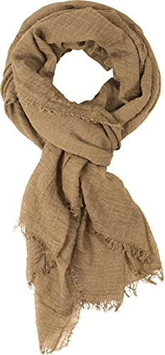 fashionchimp BASIC-Schal für Damen mit weichem Fransensaum, Tuch in leichter Qualität mit Baumwolle, einfarbig (Taupe)