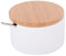 KOOK TIME Keramik Zuckerdose mit Löffel und Deckel aus Bambus -Zuckerlöffel für Haus und Küche, moderne Kugelform, für Zucker, Käse, Gewürze, 10 x 10 x 9 cm (Weiß Rund)