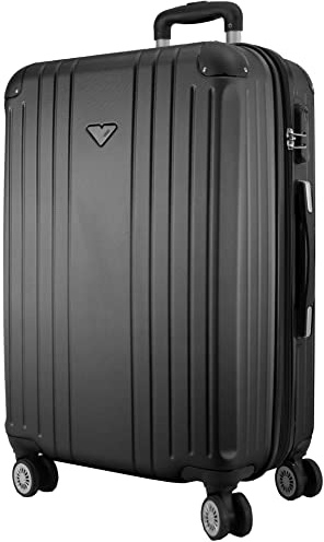 Hartschalenkoffer VIDA VR610B Doppelräder Qualität / Preis, Schwarz (Schwarz), M - Medium - 76L - 66x44x26cm - 3,5kg, Koffer