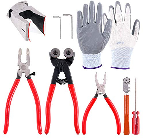 Hilitchi Lot de 8 pinces-pince à roulettes pour carrelage en verre avec deux clés hexagonales et gants de protection