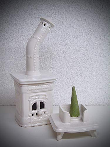 Deko-Geschenke-Shop Räucherhaus Ofen Räuchermann Räucherofen Keramik weiß 20 cm Räucherfigur 40443