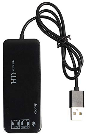 USB Hub Stereo DJ External Sound Card Headset Microphone Adapter for PC Laptop (Black)