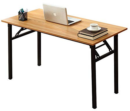 DlandHome Schreibtisch Computertisch Klapptisch 100 * 60cm Arbeitsstation Tischstudie Workstation-Gaming Teak & Schwarz Teak & Schwarz
