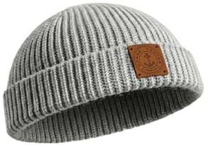 Hanse-Troyer: Strickmütze/Dockermütze 100% Merinowolle Hochwertige Winter Mütze - riecht Nicht, kratzt Nicht, wärmt und isoliert. (Hellgrau)