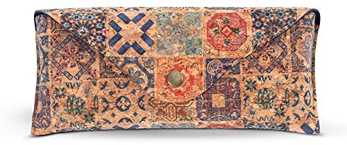 Flanacom Custodia Portaocchiali Boho in Sughero - Portaocchiali di Design da Donna Custodia Rigida per Occhiali da Sole e da Vista - Custodia Occhiali Etnica (Design 5)