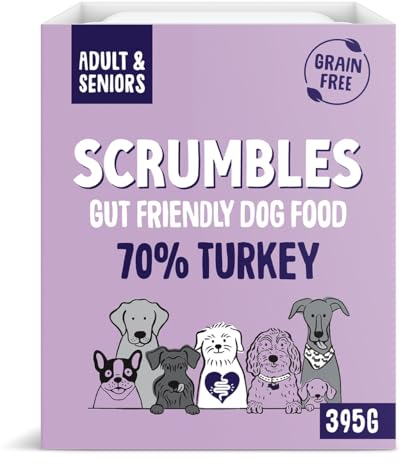 Scrumbles Natural Wet Dog Food, Grain Free Recipe with 70% Turkey and Slippery Elm, 7x 395g