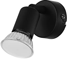 EGLO LED Wandlampe Buzz-LED, 1 flammige Deckenlampe, Wandleuchte innen aus Metall, Wohnzimmerlampe, Flurlampe in Schwarz, Spot mit GU10 Fassung