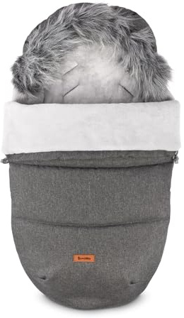 Sensillo - Fußsack Kinderwagen Winter - Fußsack Babywanne, Buggy und Schlitten - Warm, mit Reißverschluss, Zugkordel, Kunstfell, Vlies, Außenstoff Wasserabweisend - 100x50 cm - Graphit