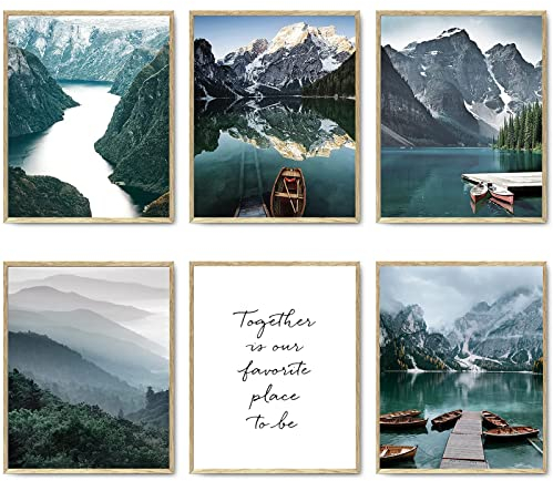 HoozGee Skandinavien Reise Wandkunstdrucke Satz Bergbildern Wanddekoration Naturlandschaft Fotografie Poster Leinwanddruck Wandkunst Bilder Heimdekoration Wand Dekor 8x10 Zoll (20.3x25.4cm) Ungerahmt