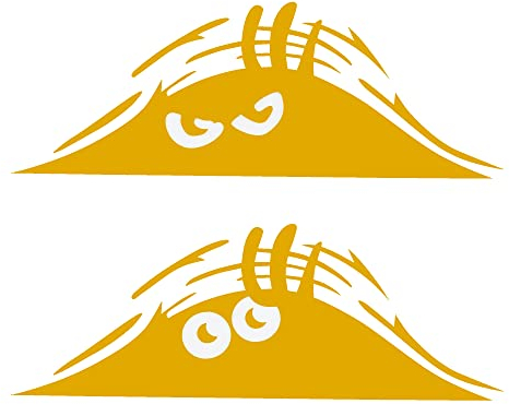 TOMALL 2 STÜCKE Peeking Monster Scary Eyes Autoaufkleber Peeking Elf Autoaufkleber Wasserdichter Autoaufkleber Smile and Anger Autoaufkleber Schwarz für Autofenster Stoßstange Laptop Motorrad (Gelb)