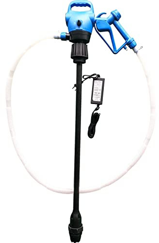 GEPCO Elektrische 12V Fasspumpe für AdBlue, Diesel, Öl & Wasser | Umfüllpumpe mit Schlauch & Dosierdüse | Förderpumpe für 205L Fässer | 20L/Min Durchfluss | 12V & Netzanschluss | Absaugpumpe