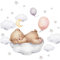 Little Deco Wandsticker Teddybär auf der Wolke Wandtattoo für Babyzimmer Bär Sterne Mond Kinderzimmer Wandaufkleber DL832-2