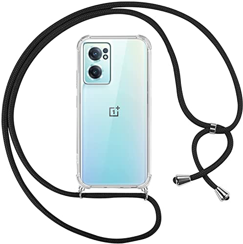 Pnakqil Handykette Hülle für OnePlus Nord CE 2 5G 6.43 Handyhülle mit Kordel Necklace Schnur Airbag Anti-Fall Bumper Weich Silikon Schutzhülle Case Kompatibel mit 5G OnePlus Nord CE 2,Schwarz