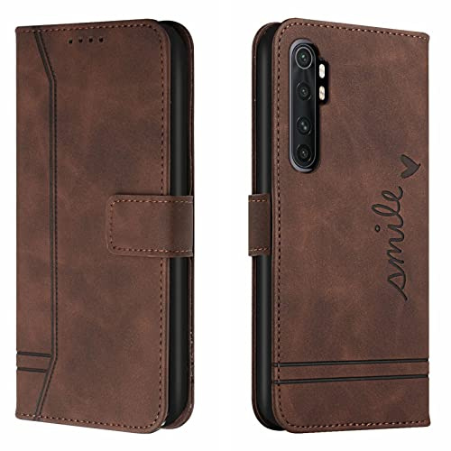 Lihondar Kompatibel mit Xiaomi Mi Note 10 Lite 5G Hülle, Handyhülle Xiaomi Mi Note 10 Lite 5G, Premium Leder Klappbar Schutzhülle Tasche Wallet mit Brieftasche Cover Flip Case Klapphülle (Braun)