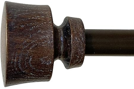 Stockton 26-48 Inch Adjustable Curtain Rod Set, 5/8 Inch Diameter in Walnut