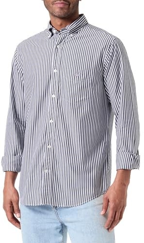 GANT Men's REG POPLIN Stripe Shirt REG POPLIN Stripe Shirt, Black,