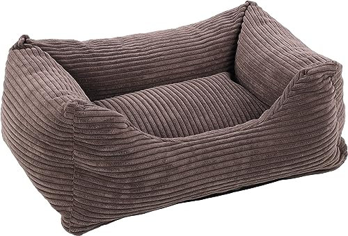 lamingo Hundebett Velluto Rechteckig Braun – A: 65 cm, B: 50 cm, C: 20 cm Waschbar, Antislip, Zart und Stilvoll, Passt In Jedes Interieur!