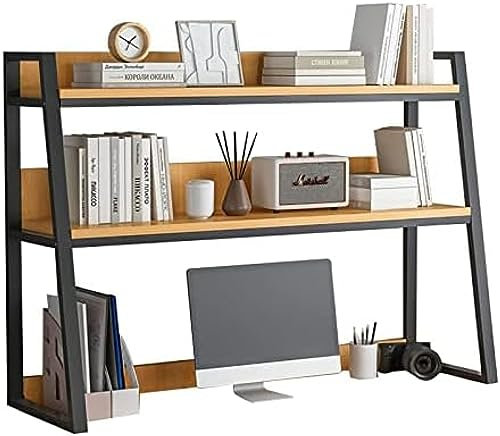 GCCSSBXF 2 Tier Industrial Ladder Desktop Bookshelf - Multifunctional Freestanding Storage Rack Display Shelf for Computer Desk â€“ Desk Shelf Stand