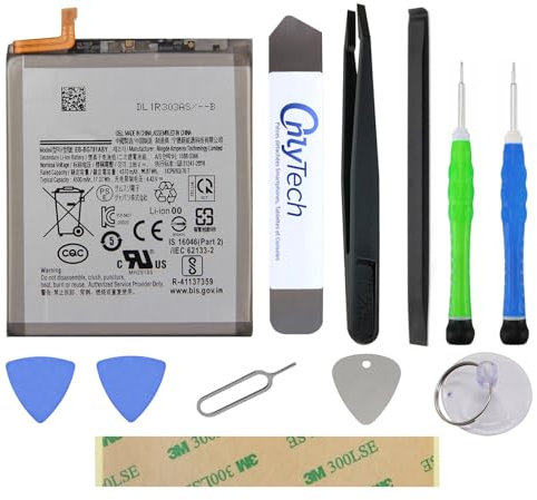 OnlyTech - Kit di riparazione batteria per Samsung Galaxy S20 FE SM-G780 / G781, Galaxy A52 4G & 5G SM-A525 / A526 e Galaxy A52S SM-A528-4500mAh - con 10 strumenti e adesivi
