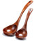 2 Pcs Wooden Ladle Spoon Set - Long Handle Chinese Style Handcrafted Wooden Soup & Serving Spoon with Back Hooks for Cooking, Serving & Stirring