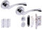 HANDLEZONE® Lobo Door Handles on Rose Bathroom Lock Pack with 75mm Ball Bearing Hinges and 65mm Lock - Polished Chrome