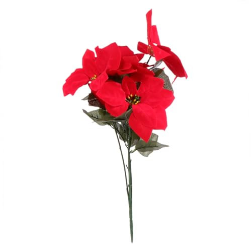 HOOTNEE Künstliche Poinsettia Für Weihnachtsdekoration Mit Blüten Und Blättern Für Festliche Anlässe Wie Weihnachten Hochzeiten Und Partys
