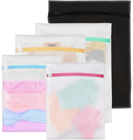 HIYAA, Juego de 5 Bolsas de Lavandería, Bolsas de Lavandería, Lavadora, Sujetador, Blusa, Ropa Interior, Zapatos, Ropa de Bebé, Bolsa de Lavado, M, L, XL, 5