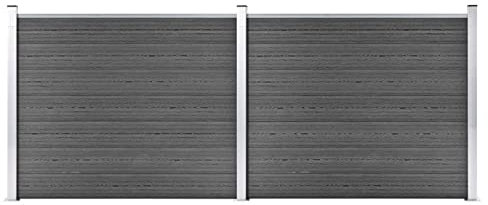 Chaduof Ensemble de panneaux de clôture WPC 353 x 146 cm, noir, panneaux de clôture de jardin, panneau de clôture WPC, panneaux de clôture composite (SPU:3070459)