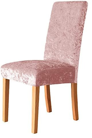AIYINIY Einfarbige Stuhlhussen für Esszimmerstühle, 1/4/6/10 Set, glänzender Samt, Stuhlhussen für hohe Rückenlehne, Stretch-Stoff, abnehmbar, waschbar, Stuhlschoner (4er-Set, Rosa)