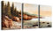 MHARTK66 Rotes Riff Aquarell Leinwand Bilder Set Wohnzimmer, Sonnenuntergang am Meer Landschafts Wandbilder Schlafzimmer, Natur Bilde Aesthetic, Modern Wandeko Wandkunst Badezimmer Flur Büro