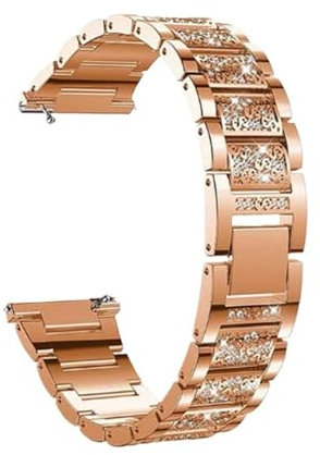 Bracelet for femmes, 18MM 20mm 22mm, adapté au Bracelet de montre Garmin Vivoactive 4/4s/3/Venu 2 1 2S/SQ/Vivomove HR, ceinture en acier métallique(Rose gold,22mm)