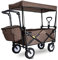 OTUEGFGFD Zusammenklappbarer Gartenwagen, robuster Wagen mit Überdachung, tragbarer Multifunktions-Einkaufswagen für Outdoor-Camping, Angeln, Push-Pull C