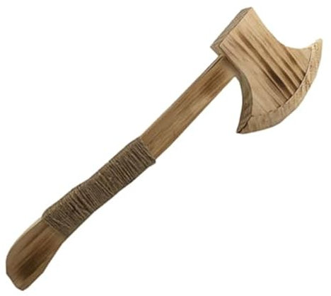 Jeorywoet Halloween Props Wood Axe with Hemps Rope, 12 long handle Fake Axe, Halloween Performance Supply Toy Axe Lumberjack Axe Halloween Cosplay Costume Props, Axe