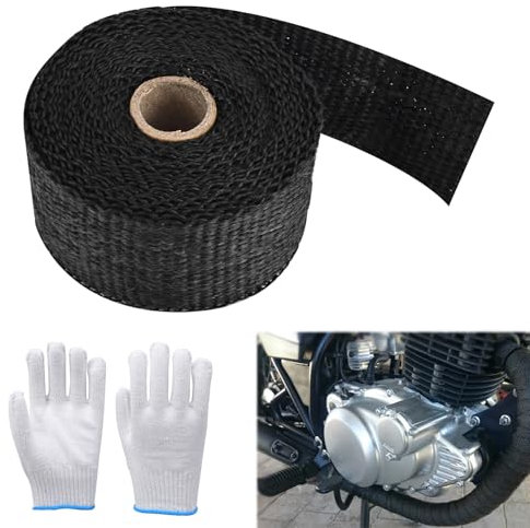 Cinta de sellado de escape, cinta de protección contra el calor de escape, cinta de protección térmica para motocicleta, con guantes, para motocicleta, colector de abanico, cinta térmica,