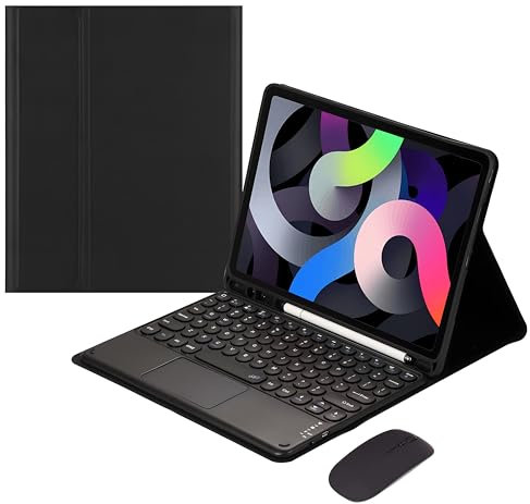 Custodia con Tastiera per Samsung Galaxy Tab A8 10.5 Modello SM-X200 X205 X207, Tastiera Bluetooth Ricaricabile con Touchpad, Portapenne Integrato, Mouse per Tablet,Nero