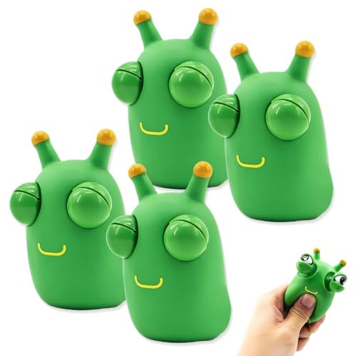 4 Stück Lustig Squishy Squeeze Spielzeug, lustige Raupe, Stress Squeeze Spielzeug Lustig Augen Out Squeeze Spielzeug für Erwachsene und Kinder