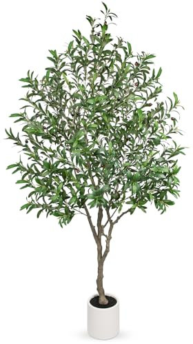 205cm Olivenbaum Künstlich kunstpflanze Künstliche Pflanzen groß Künstliche Pflanzen im Keramiktopf Kunstbaum wie echt für Home Decor Zimmerdeko Schlafzimmer Dekoration