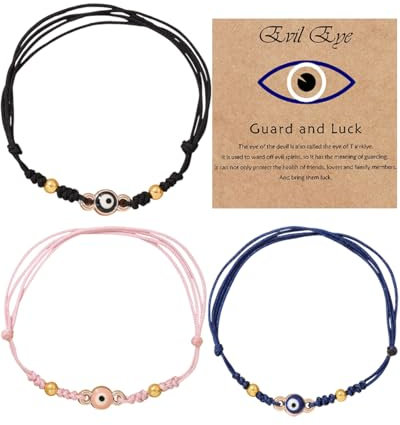 TPZORJX Lot de 3 bracelets de protection contre le mauvais œil faits à la main,bracelet porte bonheur femme,contre le mauvais oeil,bracelet protection femme,bracelet tressé
