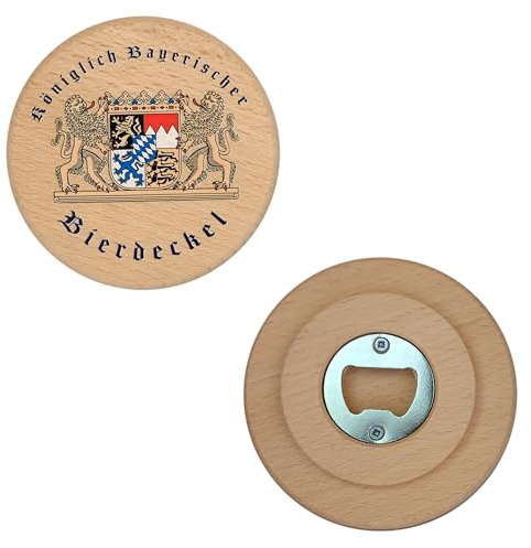 Kaltner Präsente Geschenkidee - Insektenschutz mit Öffner Flaschenöffner für Gläser und Getränke aus echtem Holz Bier Wein Bierdeckel Biergläser Weingläser Tassen Biergarten