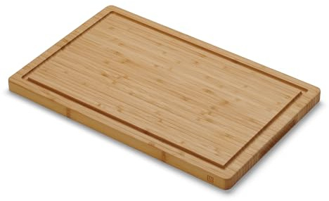 LARHN Large Wooden Chopping Board with Handle - 38x25x2cm | Solid Vertical-Grain Bamboo Cutting Board, Juice Groove, Reversible, Pre-Oiled, Plastic-Free, for Meat, Veg, Bread, Cheese