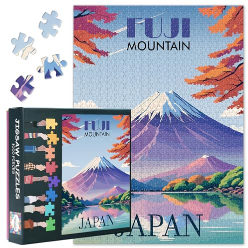 Japan Reiseplakat 1000 Teile Puzzle für Erwachsene, Reise | 1000-teiliges Puzzle mit Poster & Buchstaben; für Reisende, exotische Deko oder Geschenk. Fertige Größe 70 x 50 cm