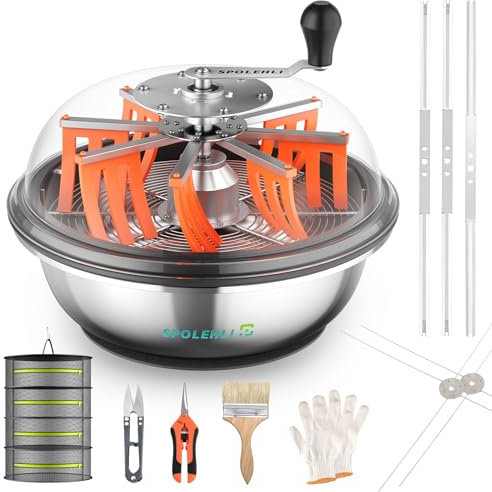 Spolehli Leaf Bowl Trimmer, 16'' Trimmer Bowl Manual Bud Trimmer for Twist Spin Cut with three kinds of Stainless-Steel Blades, Pruning Shears, Hanging Drying Net, for Cutting Leaves, Buds, Flowers