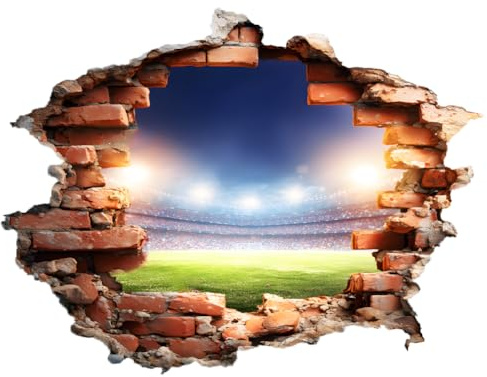 SUPERDANT 3D Wandtattoo Nacht Im Stadion Wandsticker Fußballfeld Wanddekor Folie Wandaufkleber Für Schlafzimmer Wohnzimmer Spielzimmer Deko Geschenk Für Jungen 56x74cm